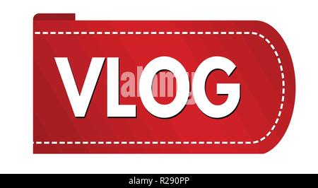 Vlog banner design on white background, vector illustration Stock Vector