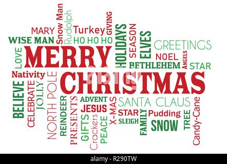 Merry Christmas word cloud concept on white background, vector illustration Stock Vector