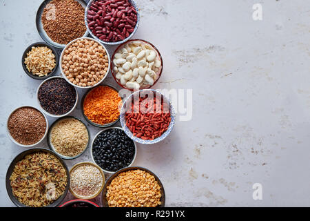 Organic superfood assortment in bowls Stock Photo