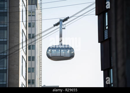 Portland, OR / USA - November 15 2018: Aerial Tram (AirTram) taking people from OHSU waterfront up to the hill. Stock Photo