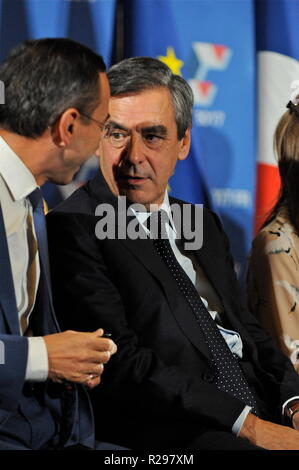 Francois Fillon talks in Lyon, France Stock Photo