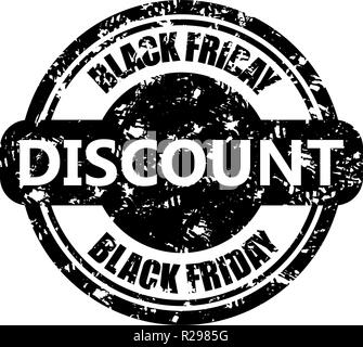 Discount black friday round print. Annually black friday stamp for shopping. Vector illustration Stock Vector