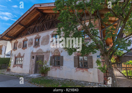 Wallpainting, Oberammergau, Ammergau Apls, Upper Bavaria, Bavaria, Germany, Europe Stock Photo