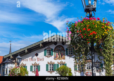 Wallpainting, Oberammergau, Ammergau Apls, Upper Bavaria, Bavaria, Germany, Europe Stock Photo