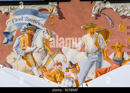 Wallpainting, Oberammergau, Ammergau Apls, Upper Bavaria, Bavaria, Germany, Europe Stock Photo