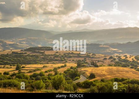 Irrigated Agricultural landscape near Evretou Dam, Paphos region Cyprus Stock Photo