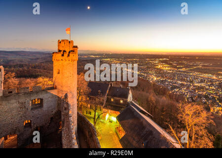 Bensheim: Schloss Auerbach Castle, view to town Bensheim, Rhine valley in Bergstraße, Hessen, Hesse, Germany Stock Photo