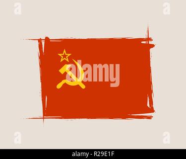 Soviet grunge flag with little scratches Stock Vector