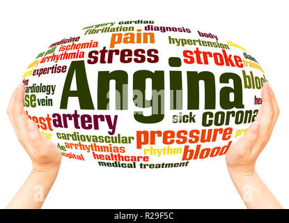 Angina word cloud hand sphere concept on white background. Stock Photo