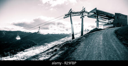 Image of chairlift without snow in the off season art Stock Photo