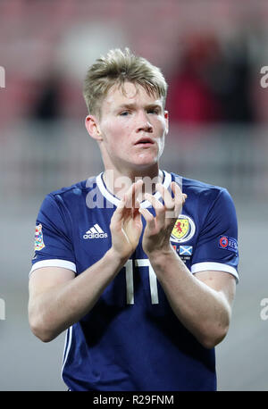 Scotland's Scott McTominay reacts after the final whistle during the UEFA Nations League, Group C1 match at the Loro Borici Stadium, Shkoder. PRESS ASSOCIATION Photo. Picture date: Saturday November 17, 2018. See PA story SOCCER Albania. Photo credit should read: Adam Davy/PA Wire. RESTRICTIONS: Editorial use only, No commercial use without prior permission Stock Photo