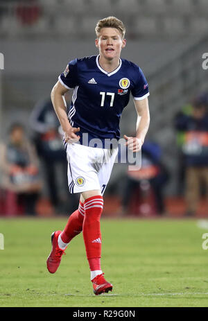 Scotland's Scott McTominay reacts after the final whistle during the UEFA Nations League, Group C1 match at the Loro Borici Stadium, Shkoder Stock Photo