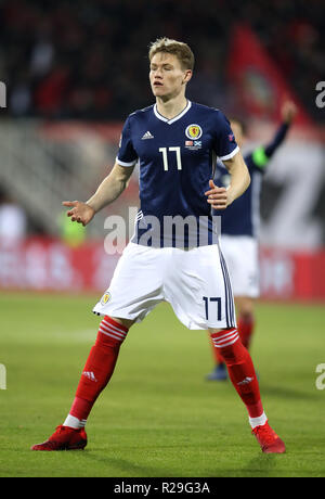 Scotland's Scott McTominay during the UEFA Nations League, Group C1 match at the Loro Borici Stadium, Shkoder Stock Photo