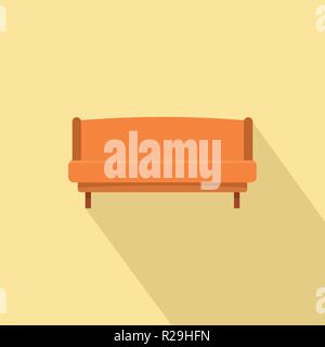 Orange small sofa icon. Flat illustration of orange small sofa vector icon for web design Stock Vector