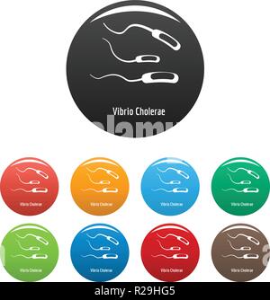 Vibrio Cholerae icon. Simple illustration of vibrio cholerae vector icons set color isolated on white Stock Vector