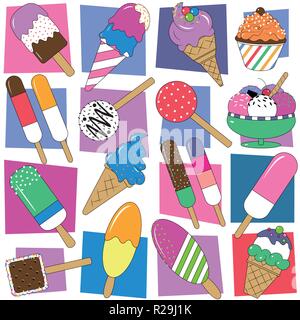 Colorful Ice cream pattern on white background Stock Vector