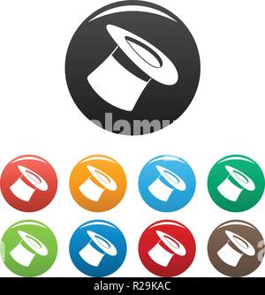 Inverted hat icon. Simple illustration of inverted hat vector icons set color isolated on white Stock Vector