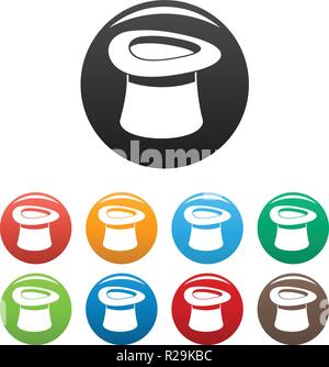 Inverted hat icon. Simple illustration of inverted hat vector icons set color isolated on white Stock Vector