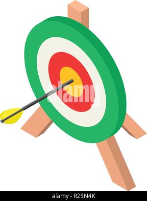 Colorful archery target icon. Isometric of colorful archery target vector icon for web design isolated on white background Stock Vector