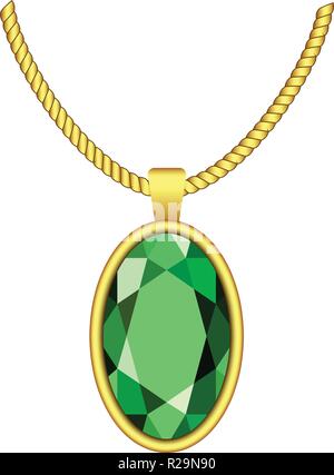 Emerald necklace icon. Realistic illustration of emerald necklace vector icon for web design isolated on white background Stock Vector