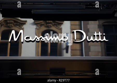 BASEL, SWITZERLAND - SEPTEMBER 22, 2018: View at Massimo Dutti shop in Basel, Switzerland. It is a Spanish clothing company founded at 1985 and now ha Stock Photo