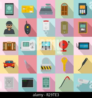 Burglar robber mugger plunderer icons set. Flat illustration of 25 burglar robber mugger plunderer vector icons for web Stock Vector