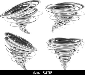 Hurricane storm tornado mockup set. Realistic illustration of 4 hurricane storm tornado mockups for web Stock Vector