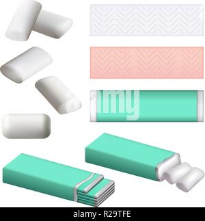 Download Pack Of Chewing Gum Mockup Realistic Illustration Of Pack Of Chewing Gum Vector Mockup For Web Design Isolated On White Background Stock Vector Image Art Alamy