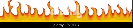 Fire flame banner horizontal. Flat illustration of vector fire flame banner horizontal for web design Stock Vector
