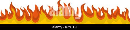 Burning fire flame banner horizontal. Flat illustration of vector burning fire flame banner horizontal for web design Stock Vector