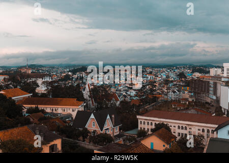 view over colorful dalat in vietnam Stock Photo