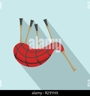 Scootish bagpipes icon. Flat illustration of scootish bagpipes vector icon for web design Stock Vector