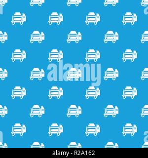 Concrete mixer pattern vector seamless blue Stock Vector