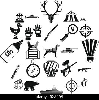 Purpose icons set, simple style Stock Vector