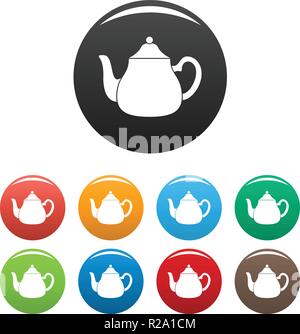 Big kettle icon. Simple illustration of big kettle vector icons set color isolated on white Stock Vector