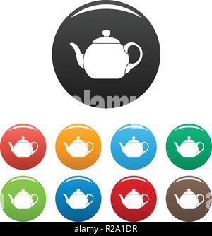 Big teapot icon. Simple illustration of big teapot vector icons set color isolated on white Stock Vector