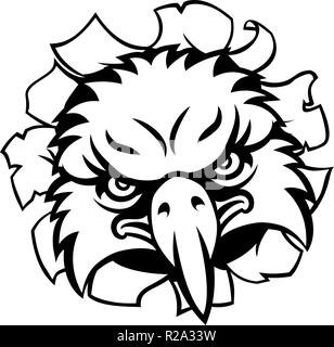 Eagle Cartoon Sports Mascot Tearing Background Stock Vector
