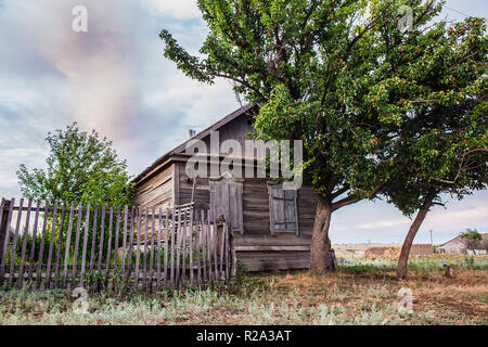 old wooden house in the Russian village Stock Photo