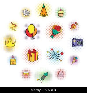 Party icons and celebration icons set on white background Stock Vector
