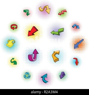 Arrows icons in comics style on a white background   Stock Vector