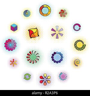 Loading icons in comics style on a white background   Stock Vector