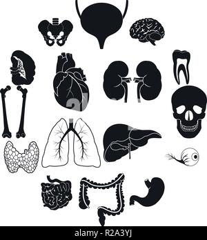 Internal organs black simple icons set for web and mobile devices Stock Vector