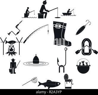 Fishing tools items icons set, simple style Stock Vector Image & Art - Alamy