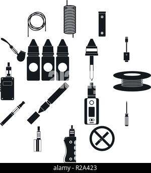 Electronic cigarettes icons set in simple style on a white background Stock Vector