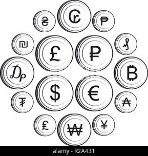 Currency gold coin icons set in simple style on a white background Stock Vector