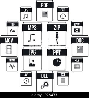 Web document icons set in simple style on a white background Stock Vector