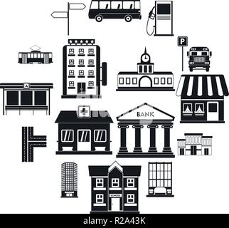 Infrastructure set icons in simple style for any design Stock Vector