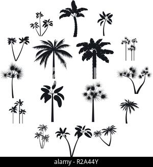 Palm tree icons set in simple style for any design Stock Vector