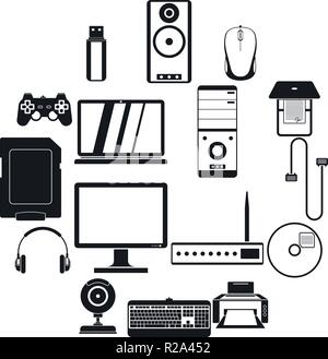 Computer icons set in simple style for any design Stock Vector