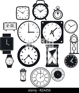 Clocks icons set in simple style for any design Stock Vector